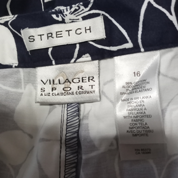 Blackb& White Floral Villager Liz Claiborne Pants Sz 16 - Picture 3 of 5